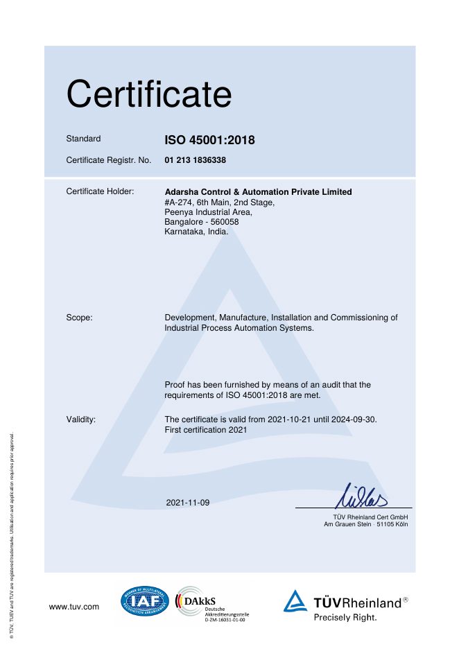 ISO 45001:2018 Certificate