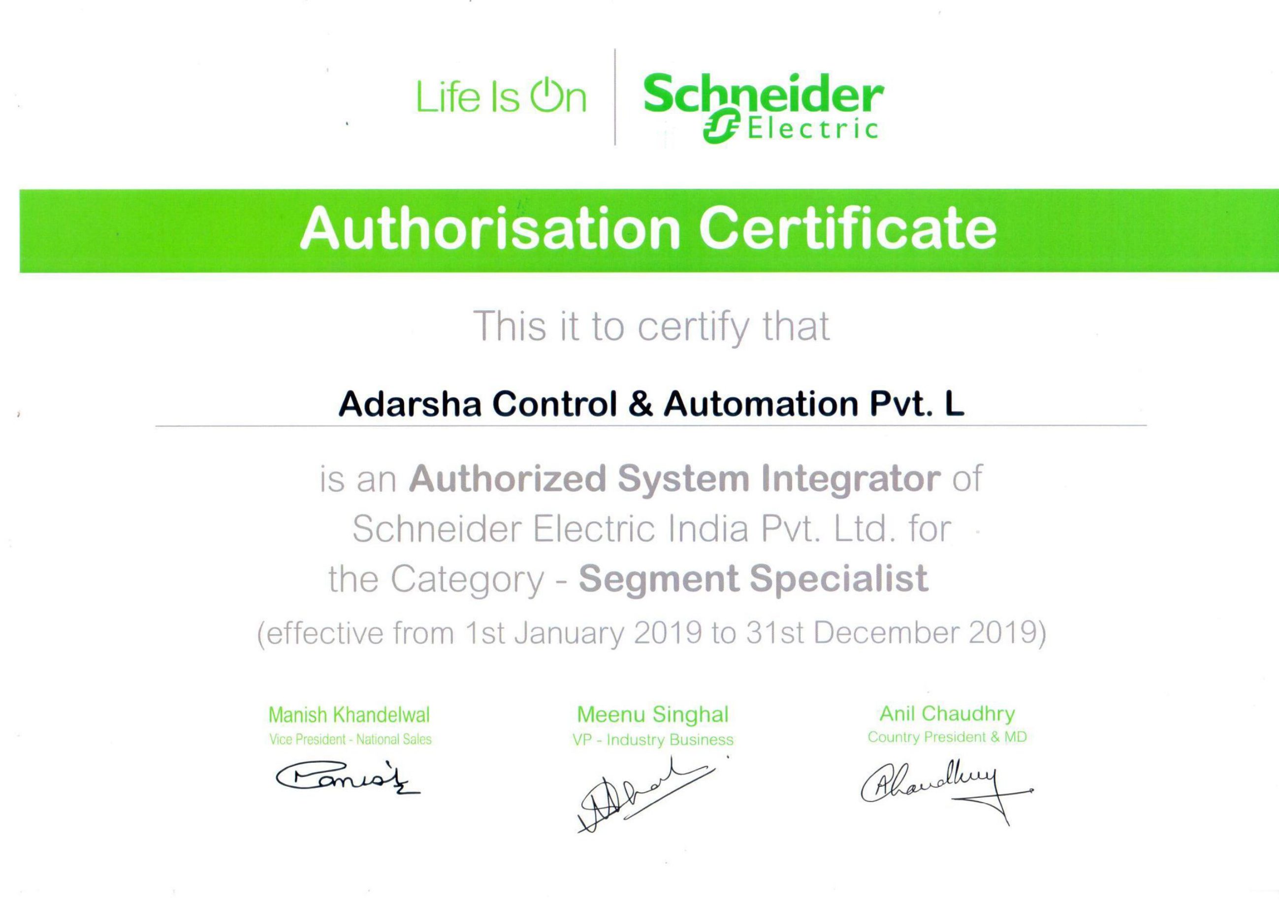 Authorization Certificate Schiender